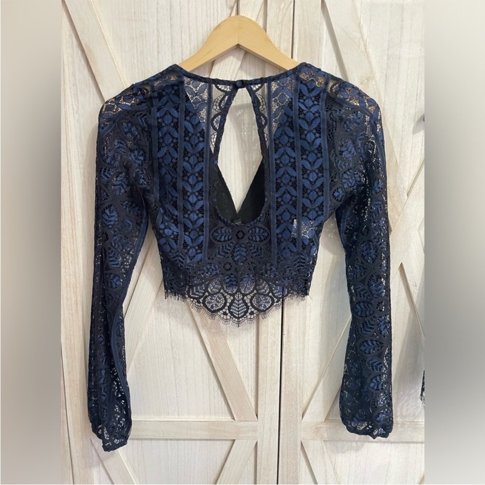 For‎ Love & Lemons - Navy & Black Floral Lace Blouse and Skirt Set Size XS - Picture 11 of 15